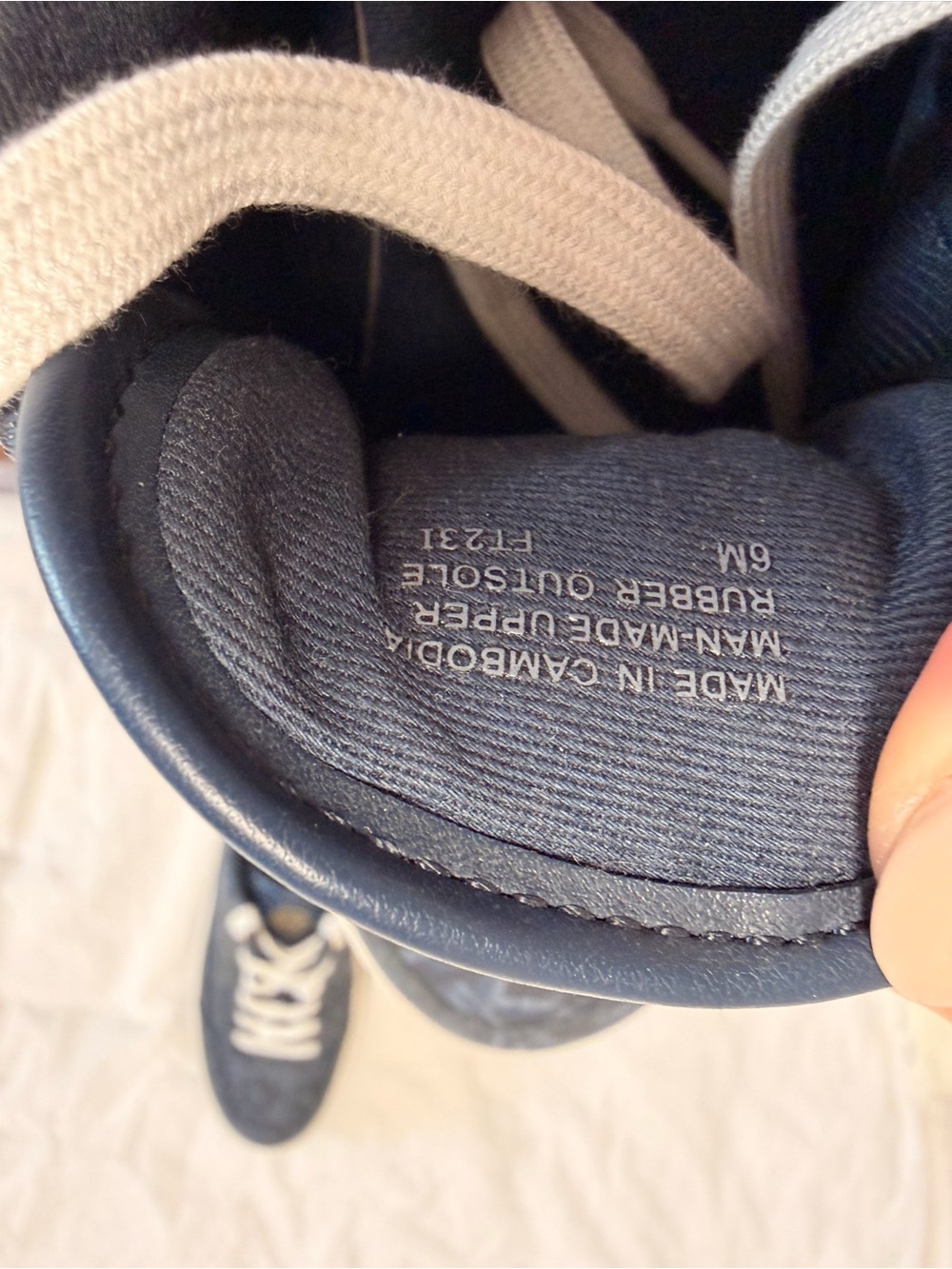 Michael Kors Navy and White Kids Sneakers with Cream Laces